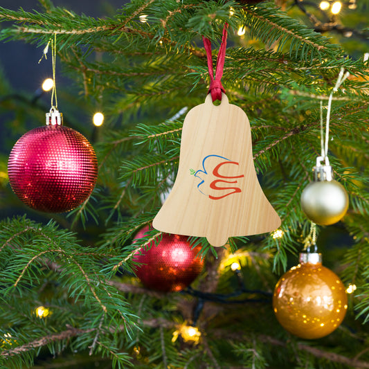 Wooden ornaments with Cabela and Schmitt logo