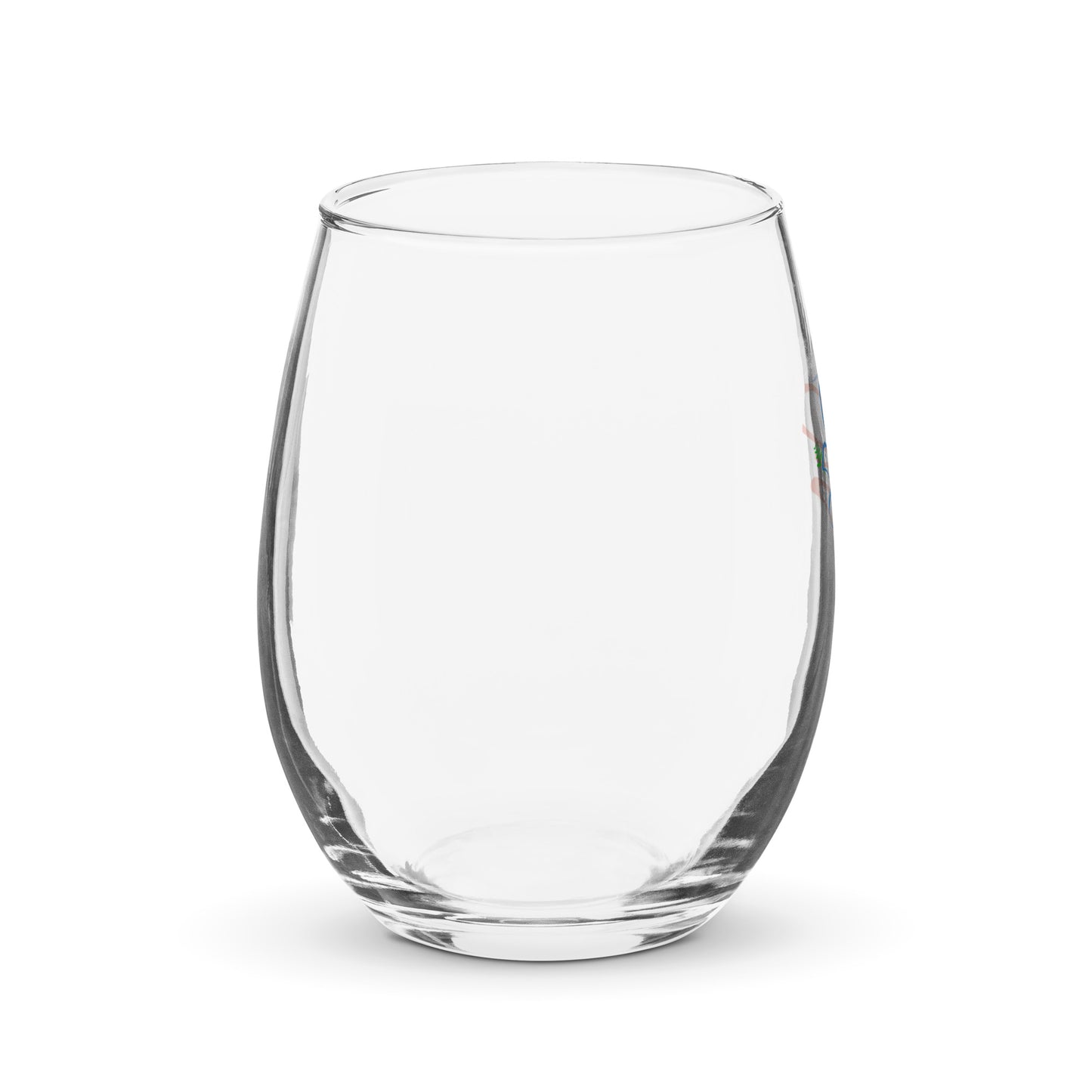 Stemless wine glass with Cabela and Schmitt logo