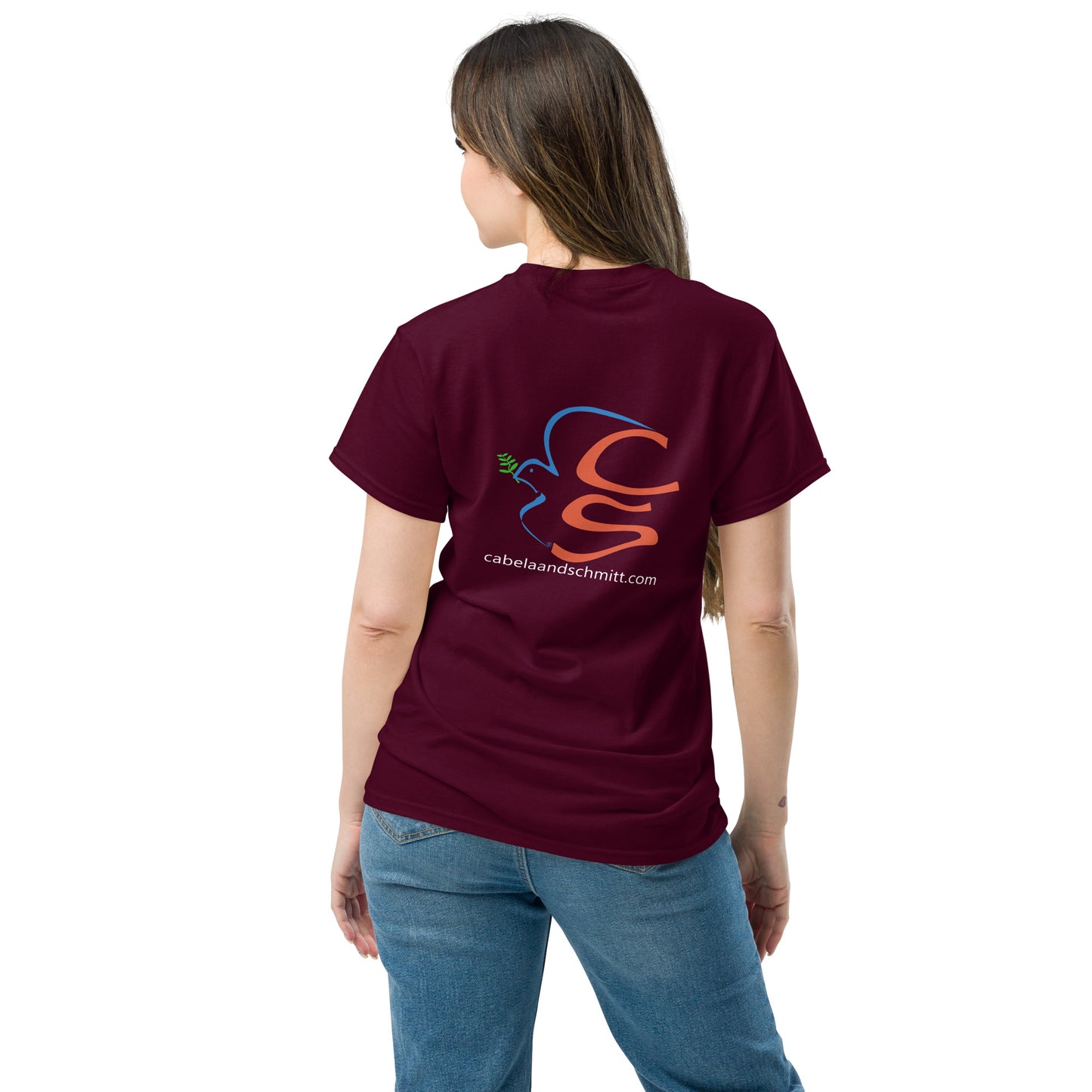 Cabela and Schmitt logo and URL Unisex classic tee