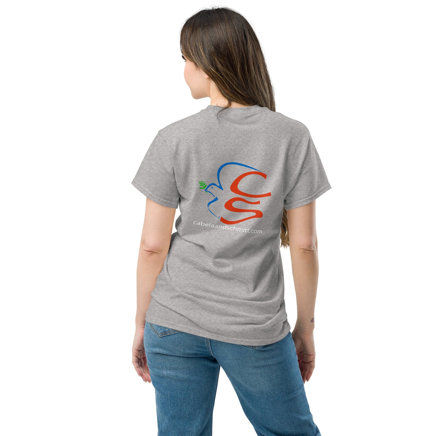 Cabela and Schmitt logo and URL Unisex classic tee