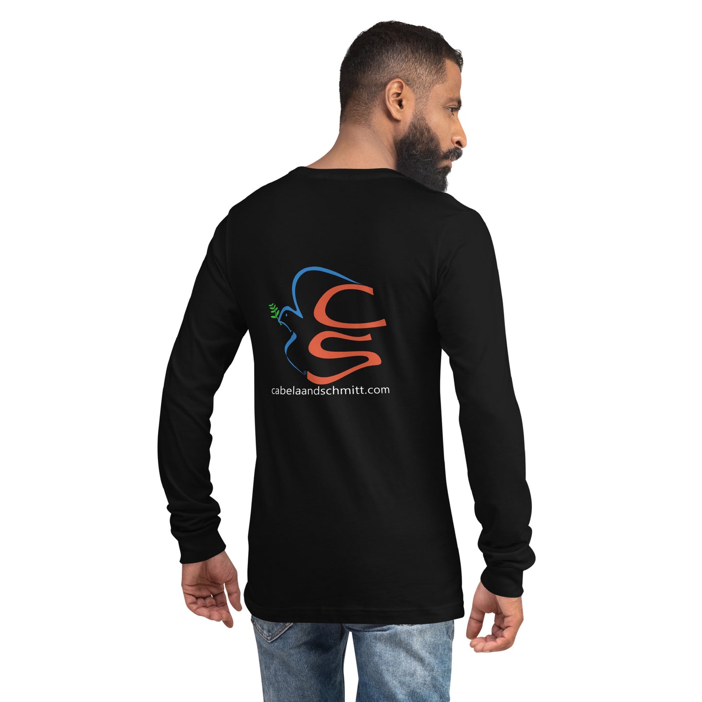 Cabela and Schmitt logo and URL Unisex Long Sleeve Tee