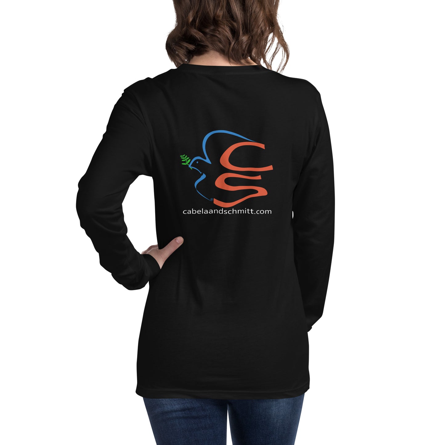 Cabela and Schmitt logo and URL Unisex Long Sleeve Tee Version 2