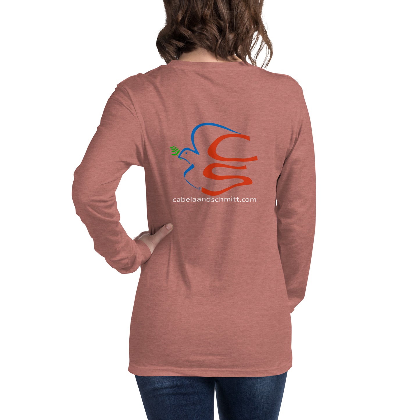 Cabela and Schmitt logo and URL Unisex Long Sleeve Tee Version 2