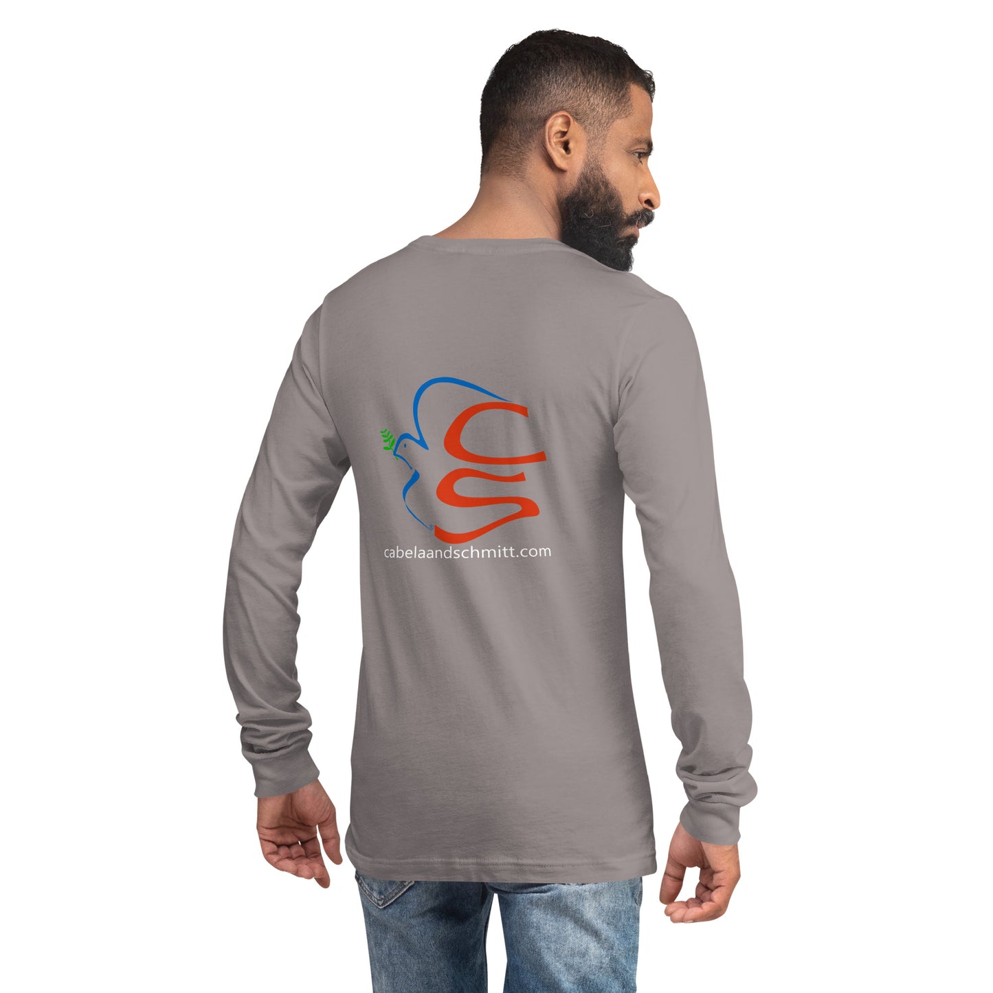 Cabela and Schmitt logo and URL Unisex Long Sleeve Tee