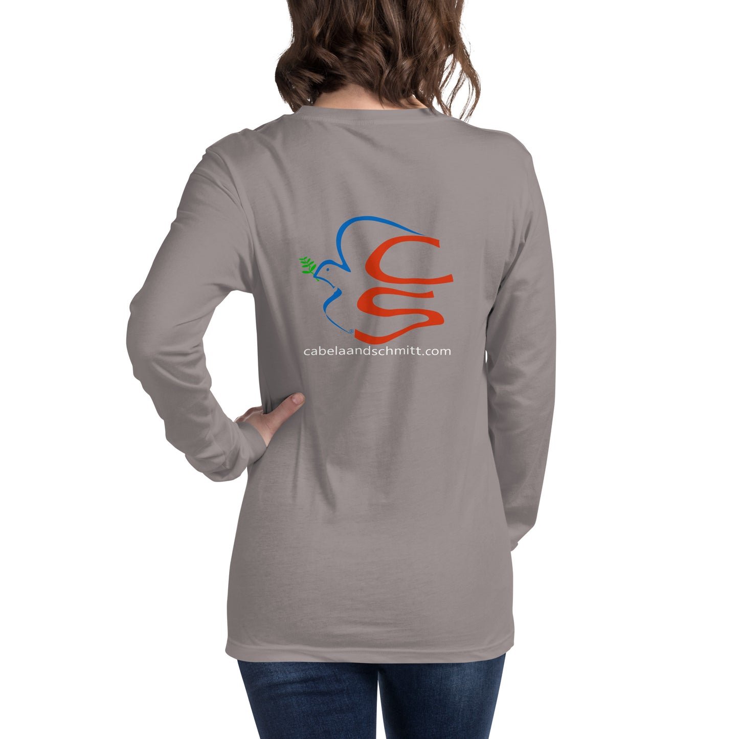 Cabela and Schmitt logo and URL Unisex Long Sleeve Tee Version 2