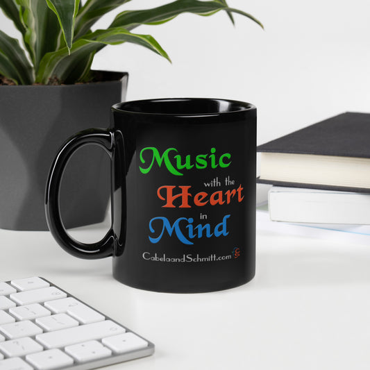 "Music With the Heart In Mind" Black Glossy Mug