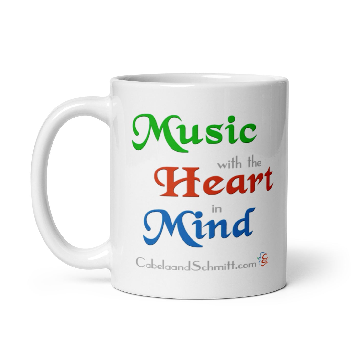 "Music With the Heart In Mind" White glossy mug